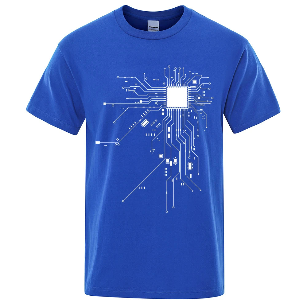 Men's CPU Processor Circuit Diagram T-Shirt – Summer Cotton Funny Graphic Tee
