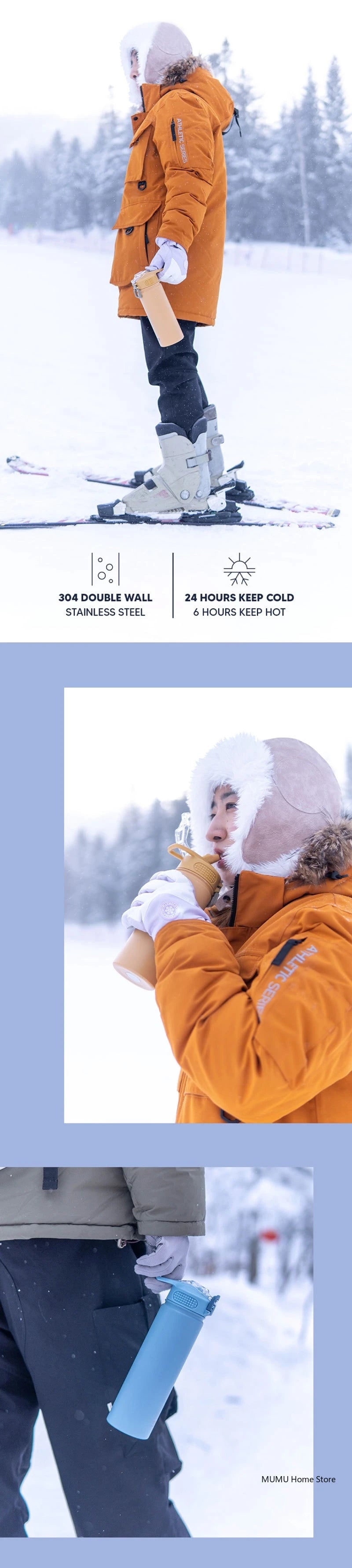 600/750ML Thermos Bottle With Straw Stainless Steel Car Thermal Cup Sports Water Bottles Keeps Cold and Heat Thermal Mug