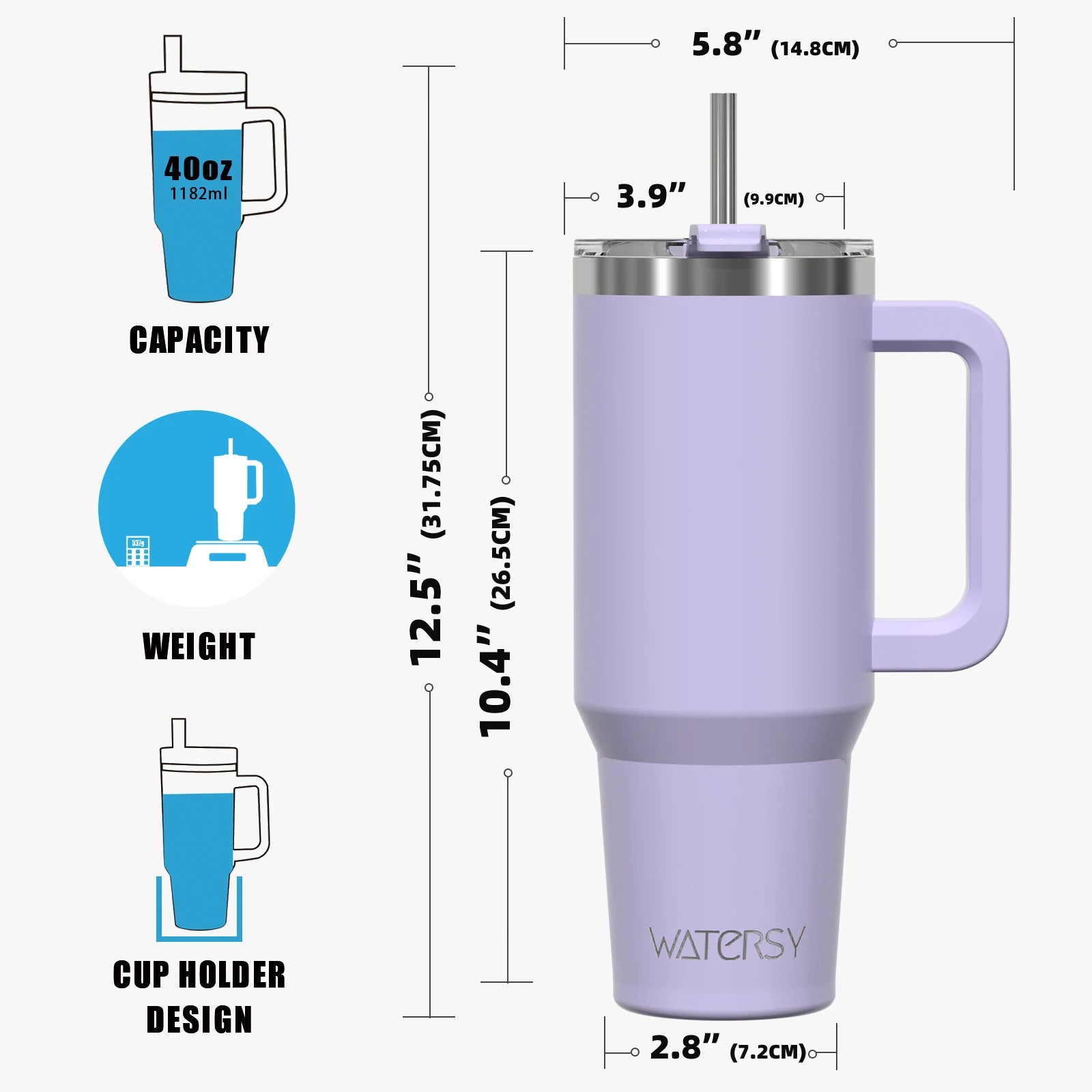 891/1182ml Insulated Mug With Handle And Straw Large Capacity 40oz Tumbler Stainless Steel Water Bottle Office Home
