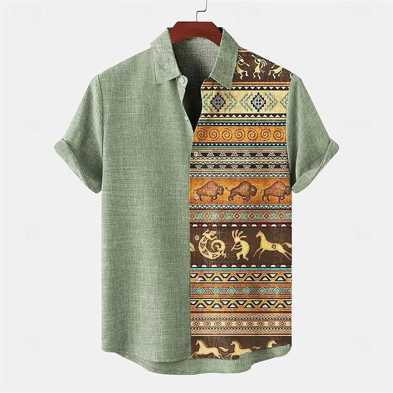 Stylish and Minimalist 3D Cotton-Linen Short Sleeve Shirt