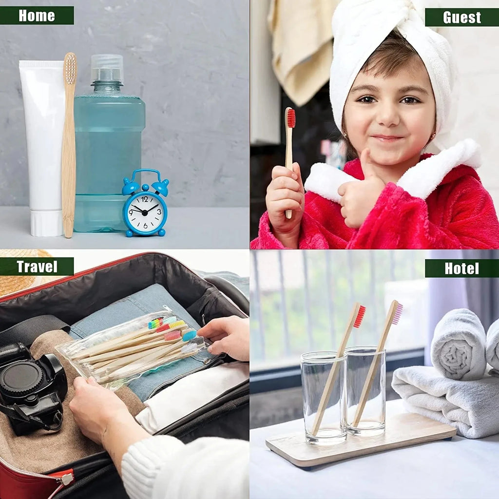 50Pcs Natural Bamboo Toothbrush Wood Toothbrushes Soft Bristles Fiber Teeth  Oral Care wholesale