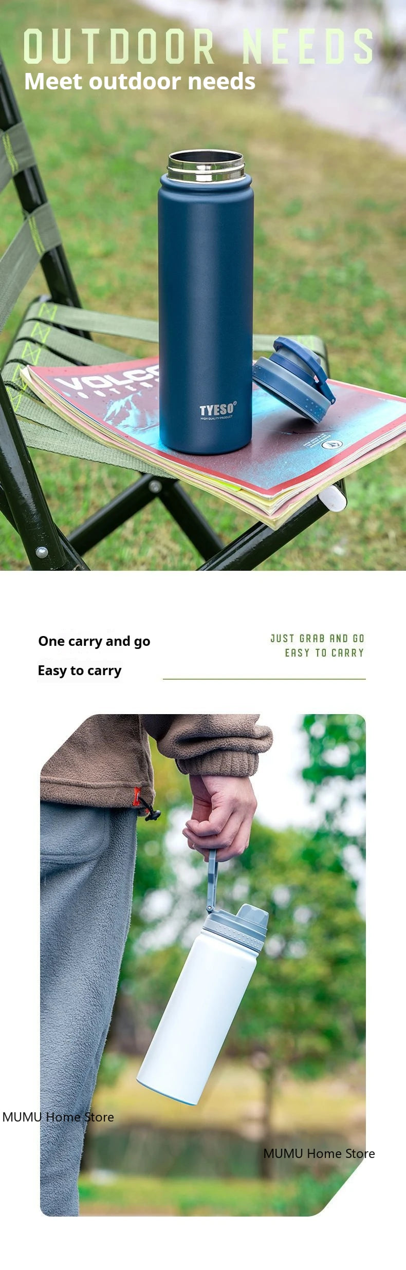 Tyeso 530/750ML Thermos Bottle Stainless Steel Vacuum Flask Travel Cup Insulated Water Bottle Sport Thermal Mug Hot & Cold Mug