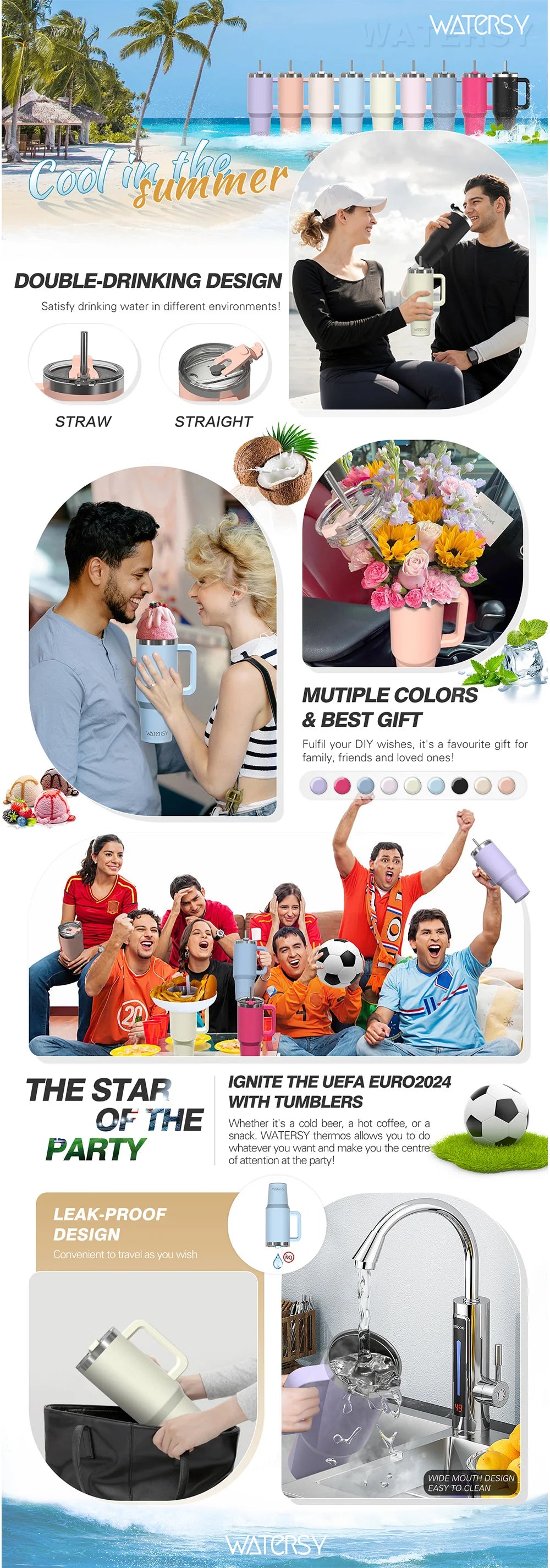 891/1182ml Insulated Mug With Handle And Straw Large Capacity 40oz Tumbler Stainless Steel Water Bottle Office Home