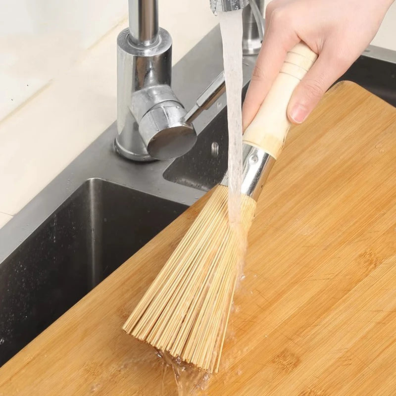 Natural Bamboo Pot Brush Long Handle Wok Cleaning Brush Dish Brush Kitchen Tool Supplies For Home Restaurant
