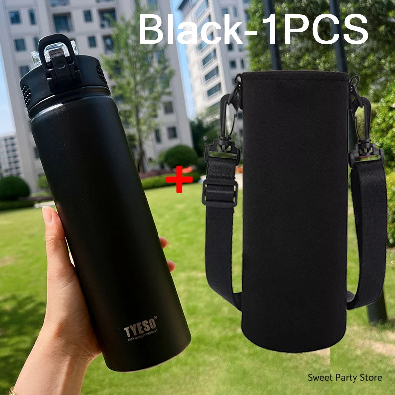 600/750ML Stainless Steel Vacuum Flask With Straw Sports Water Bottle Travel Insulated Cup Thermal Mug