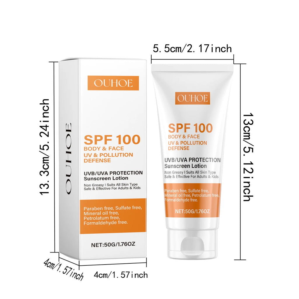 Facial Body Sunscreen Spf100 Anti Sun UV Protector Solar Skin Protective Sunblock Oil-Control Moisturizing Whitening Sun Cream