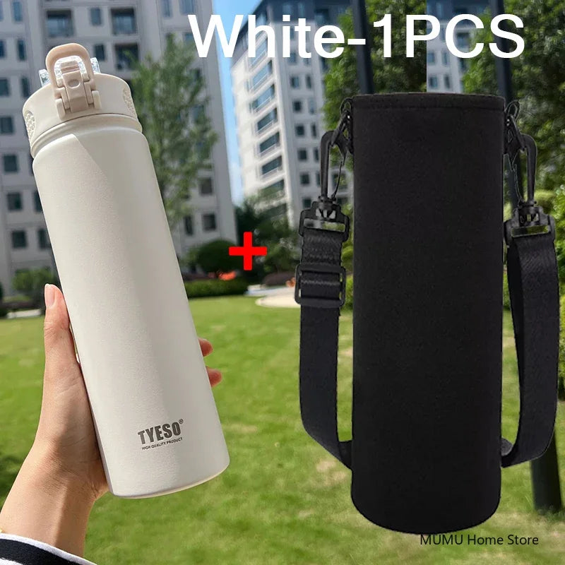 600/750ML Thermos Bottle With Straw Stainless Steel Car Thermal Cup Sports Water Bottles Keeps Cold and Heat Thermal Mug