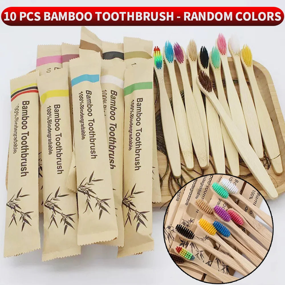 30/10/5 PCS bagged bamboo toothbrush, suitable for home, hotel and other use