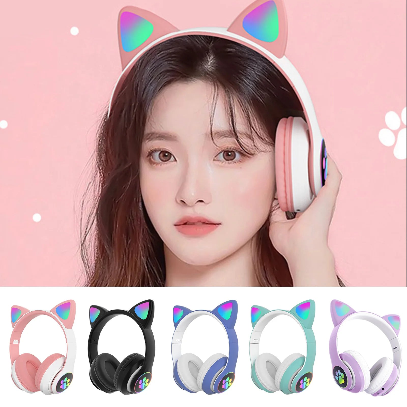 Head-mounted Gaming Earphones Bluetooth-compatible 5.0 Wireless Kids Headphones