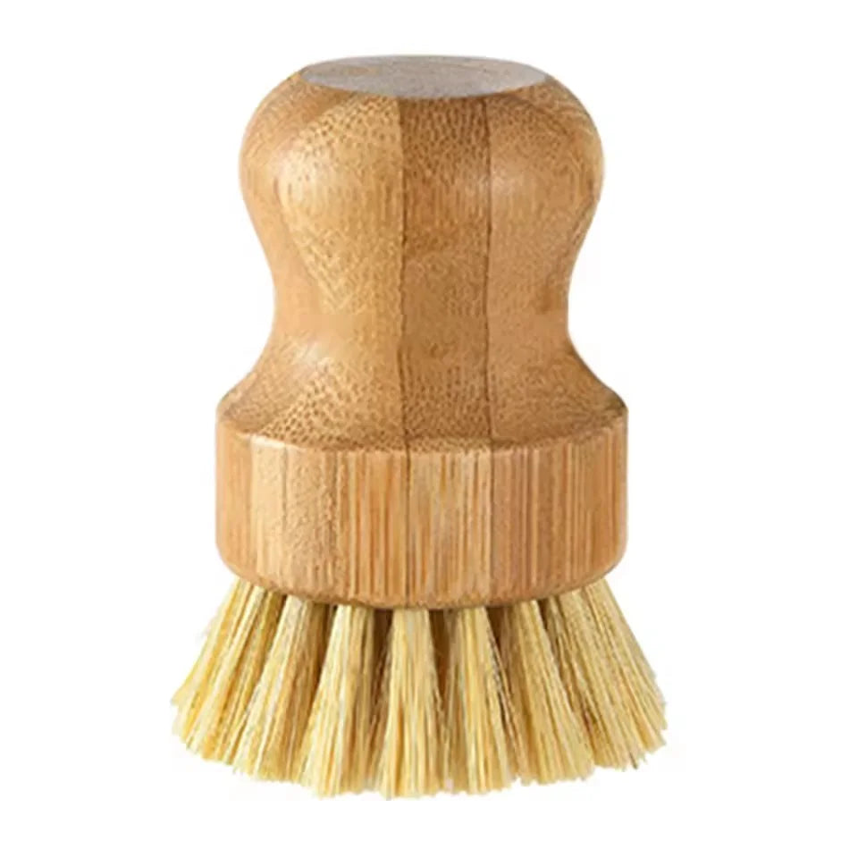 Bamboo Dish Scrub Brushes, Kitchen Wooden Cleaning Scrubbers for Washing , Natural Sisal Bristles