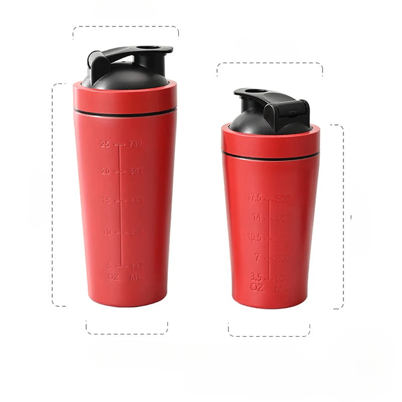 1pcs Stainless Steel Protein Powder Shaker Bottle with Ball Scale Leak Proof for Gym Fitness Sport  Water Cup