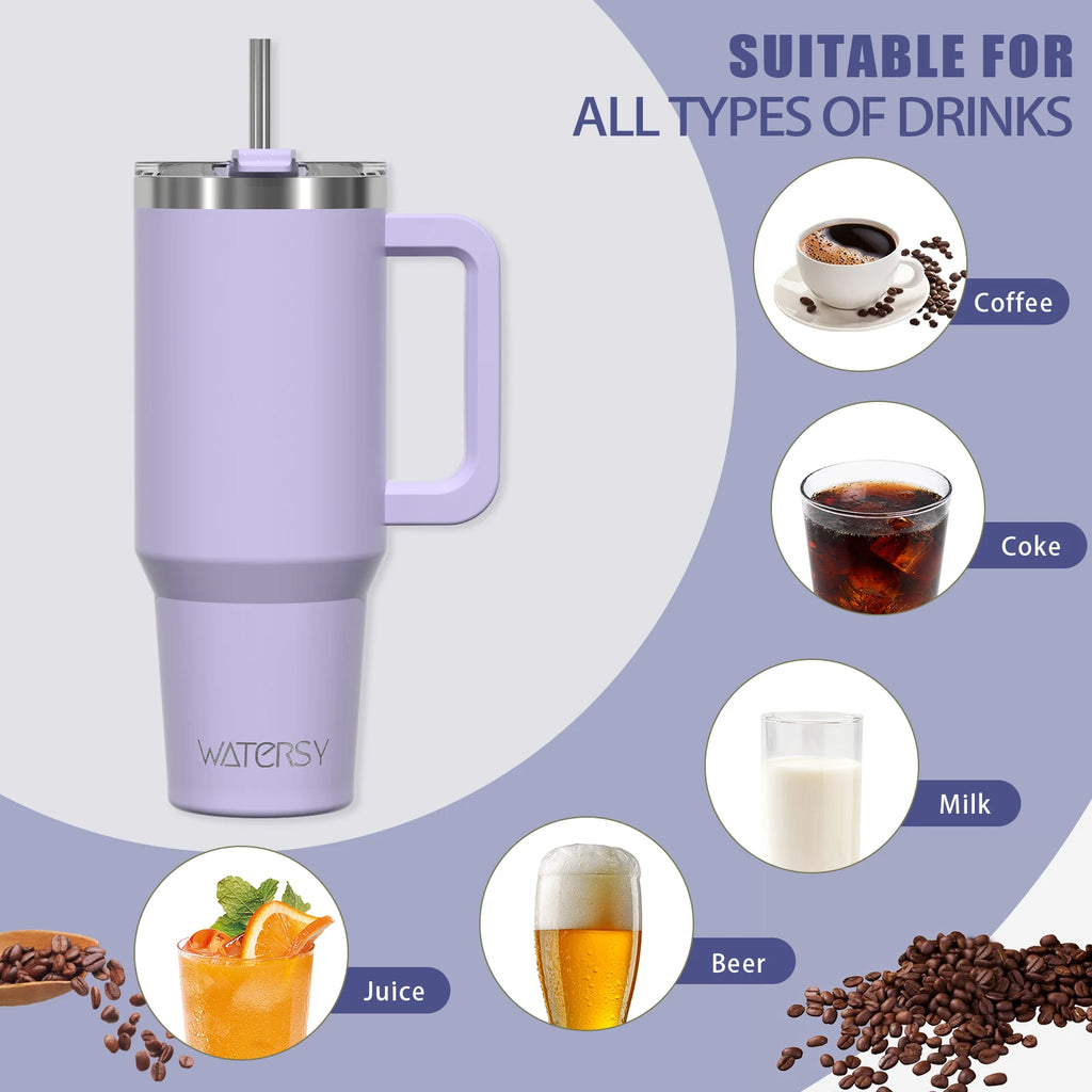891/1182ml Insulated Mug With Handle And Straw Large Capacity 40oz Tumbler Stainless Steel Water Bottle Office Home