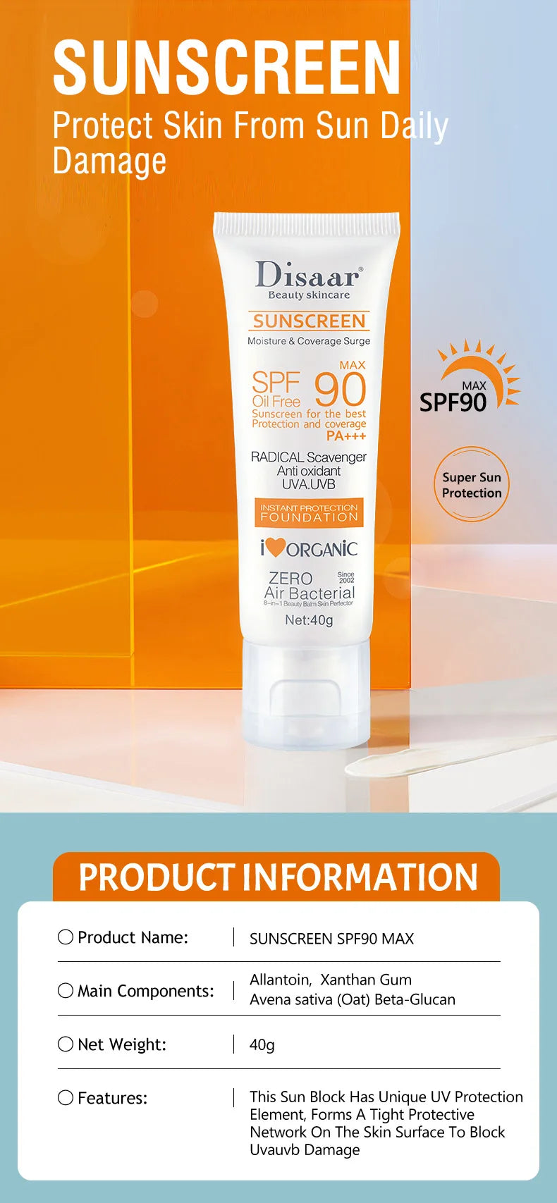 High SPF Facial Body Sunscreen Sun Cream Sunblock Skin Moisturizer Nourishing UV Protective Cream Anti Sun Face Protection Cream
