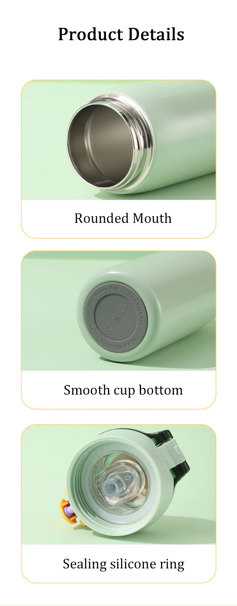 320/460ML Kids Stainless Steel Thermal Bottle Portable Kids Straw Mug Cold and Hot Thermal  Student Water Bottle