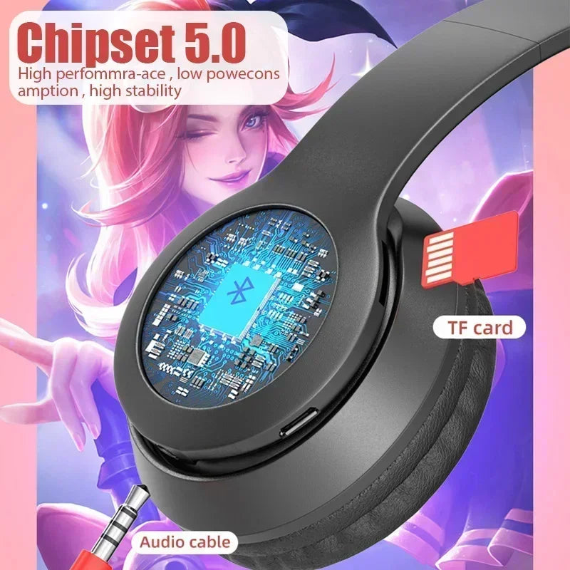 P47M Wireless Headphone Flash Light Cute Cat Ears Bluetooth Headset Gift