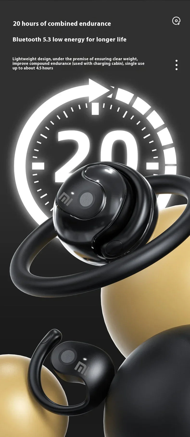 Xiaomi HD Voice Wireless 5.3 Inch Headphones with Bass Stereo Smart Noise Cancelling Headphones for Running and Sports