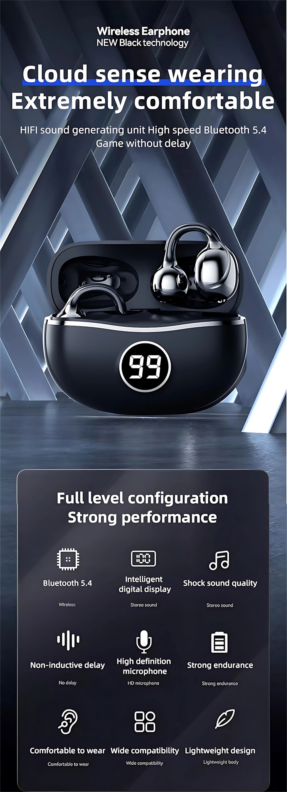 Wireless Headphones Fone Bluetooth Headset With Mic Handsfree Noise Canceling Earphones