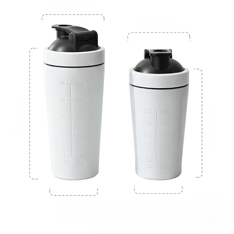 1pcs Stainless Steel Protein Powder Shaker Bottle with Ball Scale Leak Proof for Gym Fitness Sport  Water Cup