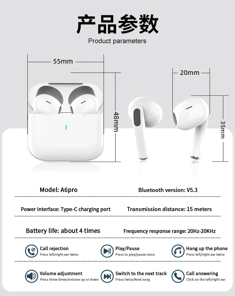 New Air Pro True Wireless Bluetooth Earphones Headphones Noise Reduction Earbuds for IPhone Android