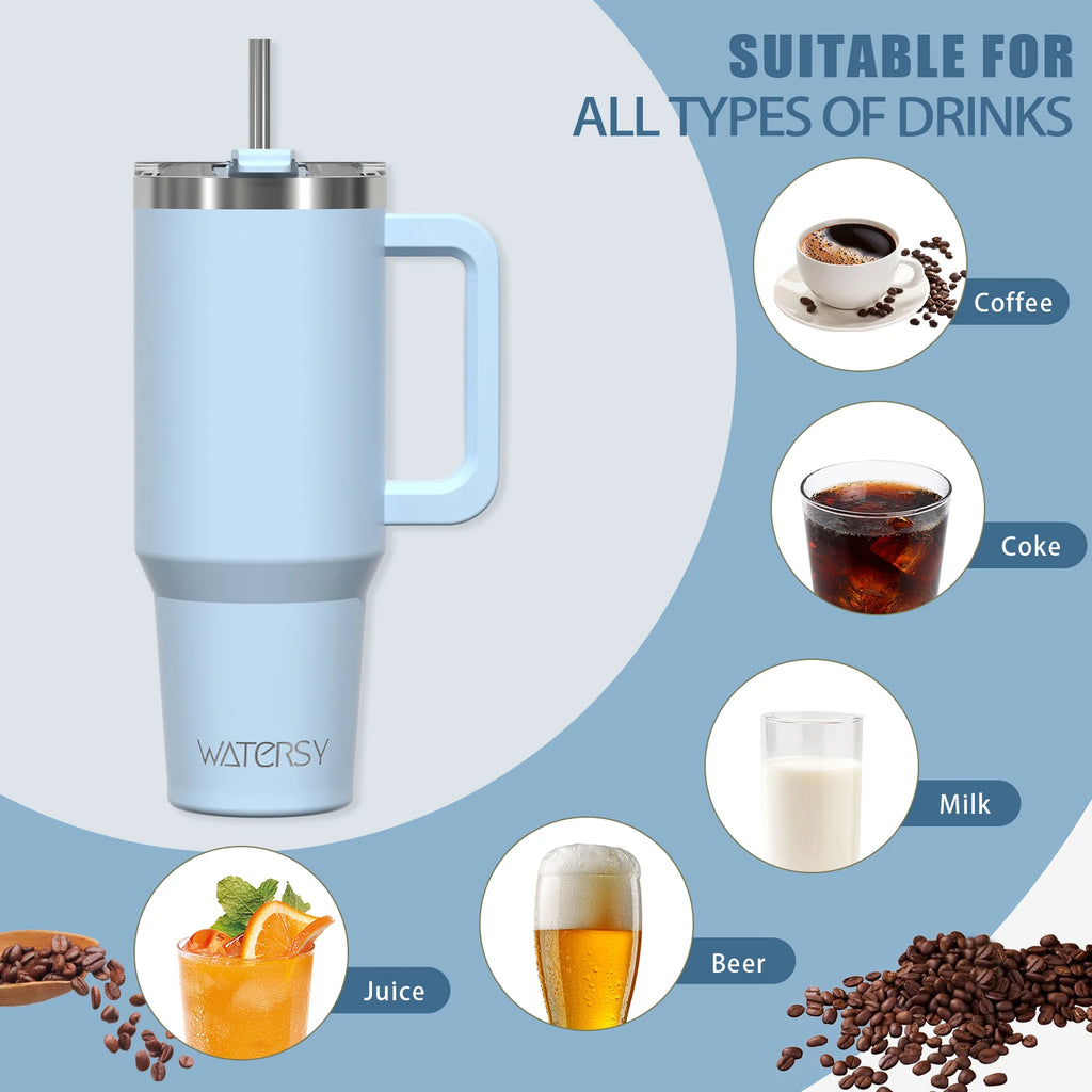 891/1182ml Insulated Mug With Handle And Straw Large Capacity 40oz Tumbler Stainless Steel Water Bottle Office Home