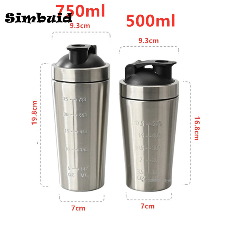 1pcs Stainless Steel Protein Powder Shaker Bottle with Ball Scale Leak Proof for Gym Fitness Sport  Water Cup