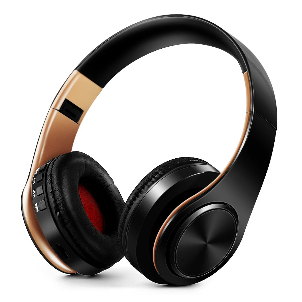 Men Gift Gold Wireless Headphones Bluetooth Earphone Stereo Headset with Build-in MIC