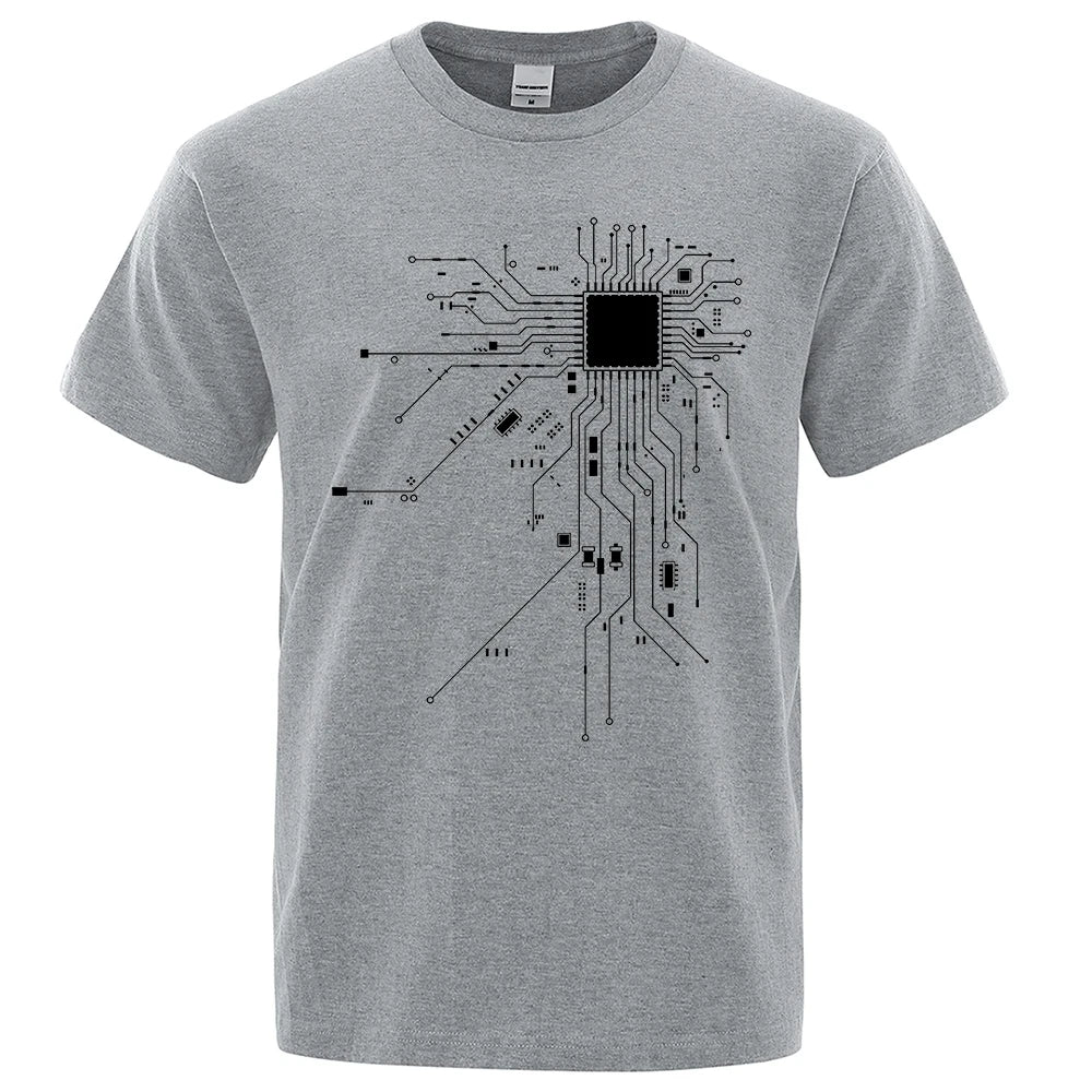 Men's CPU Processor Circuit Diagram T-Shirt – Summer Cotton Funny Graphic Tee