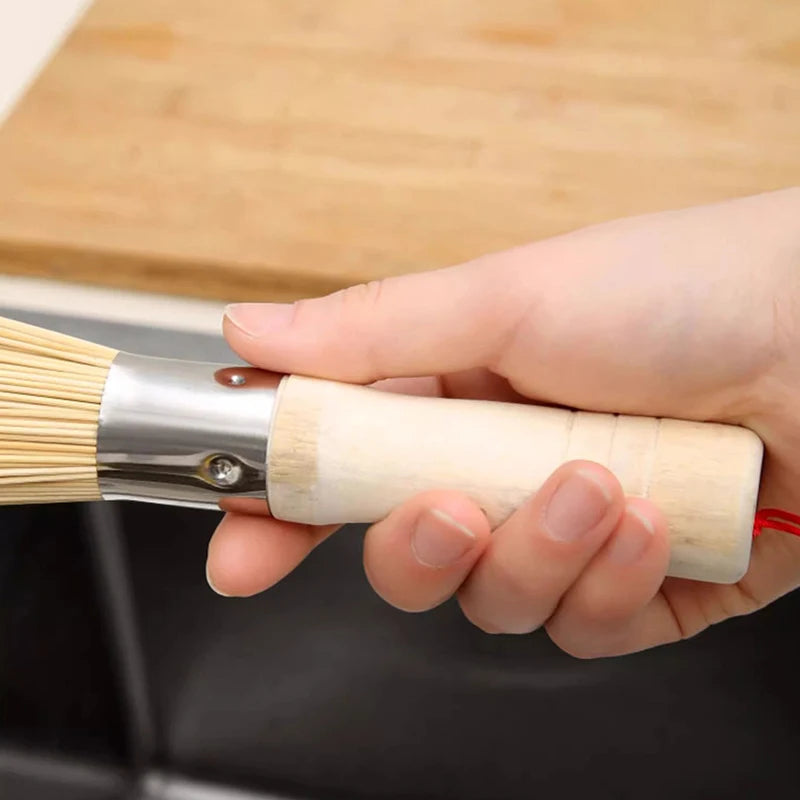 Natural Bamboo Pot Brush Long Handle Wok Cleaning Brush Dish Brush Kitchen Tool Supplies For Home Restaurant