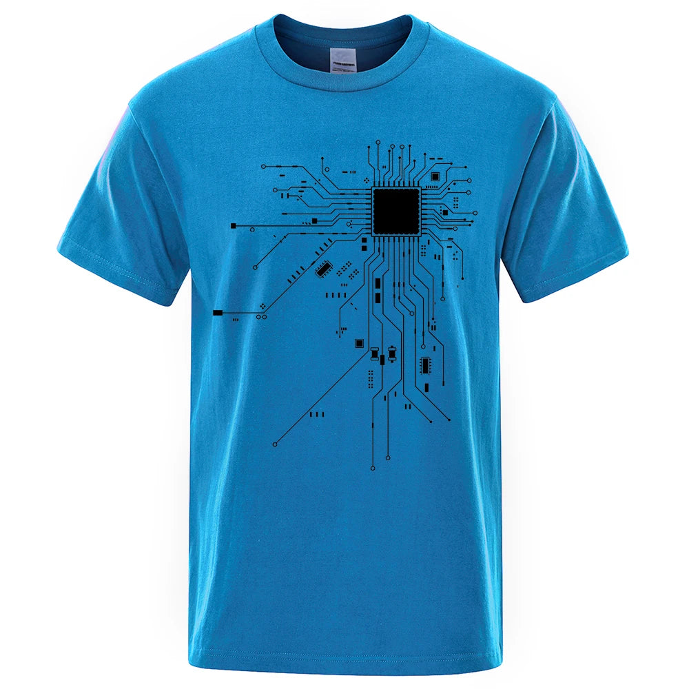 Men's CPU Processor Circuit Diagram T-Shirt – Summer Cotton Funny Graphic Tee