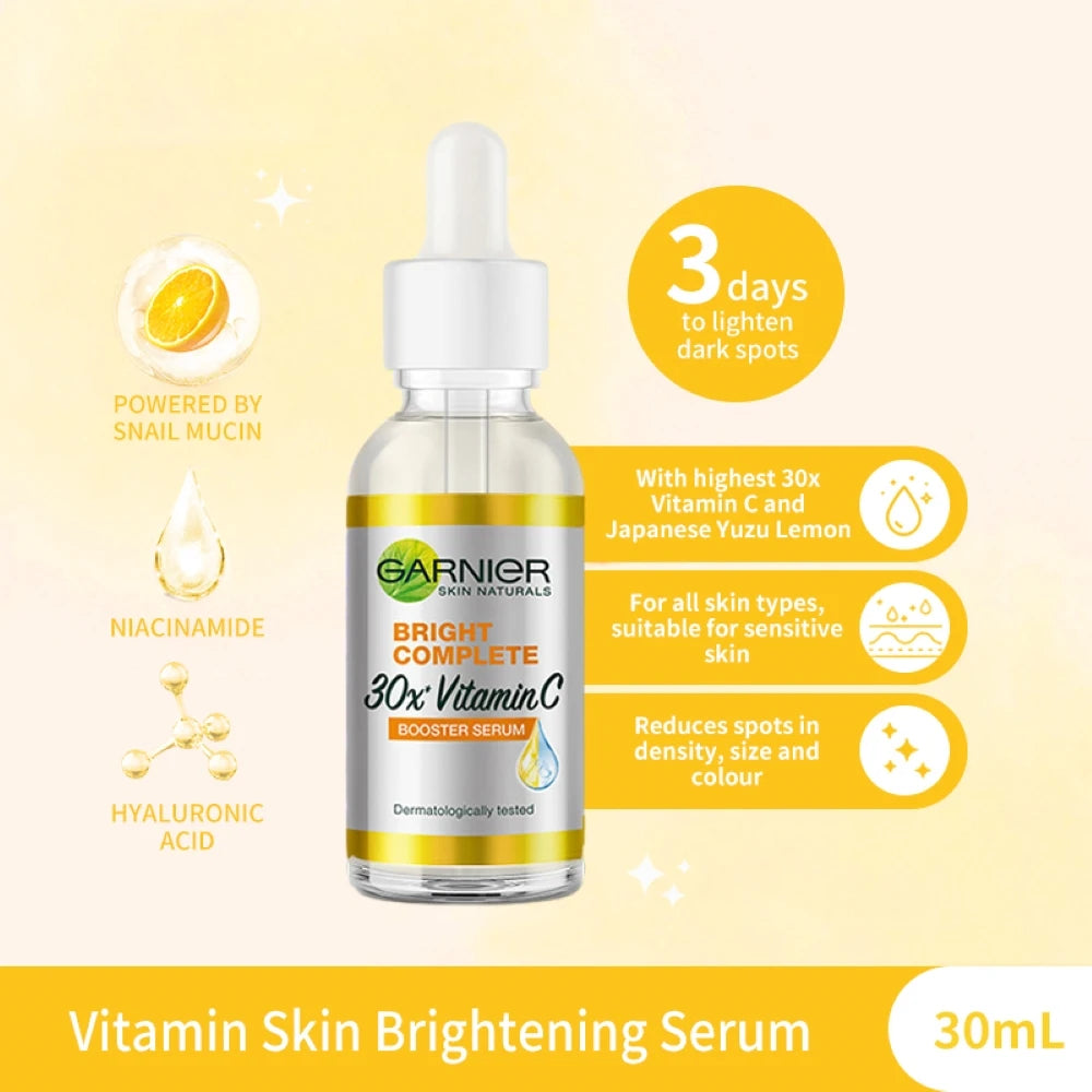 30ml Garnier Whitening Essence Removes Acne Marks Facial Repair Serum Shrinks Pores Moisturizes Essence