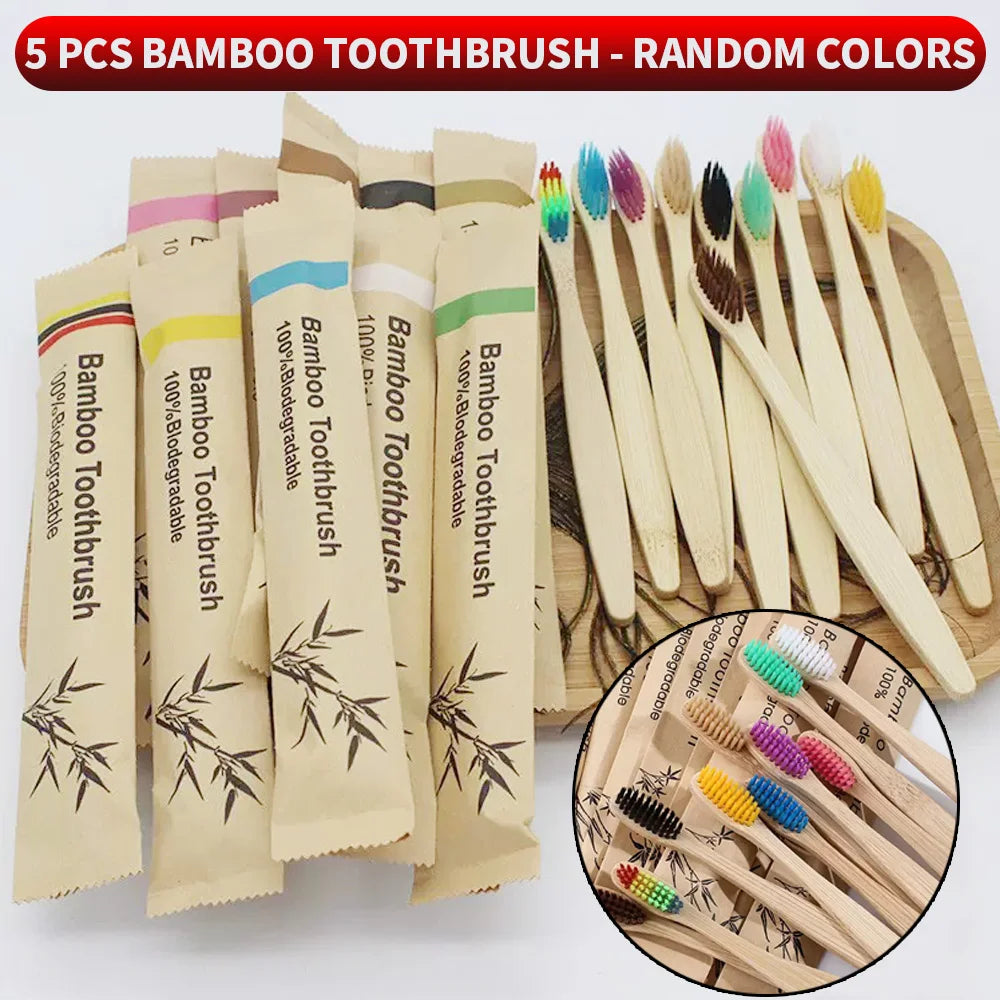 30/10/5 PCS bagged bamboo toothbrush, suitable for home, hotel and other use