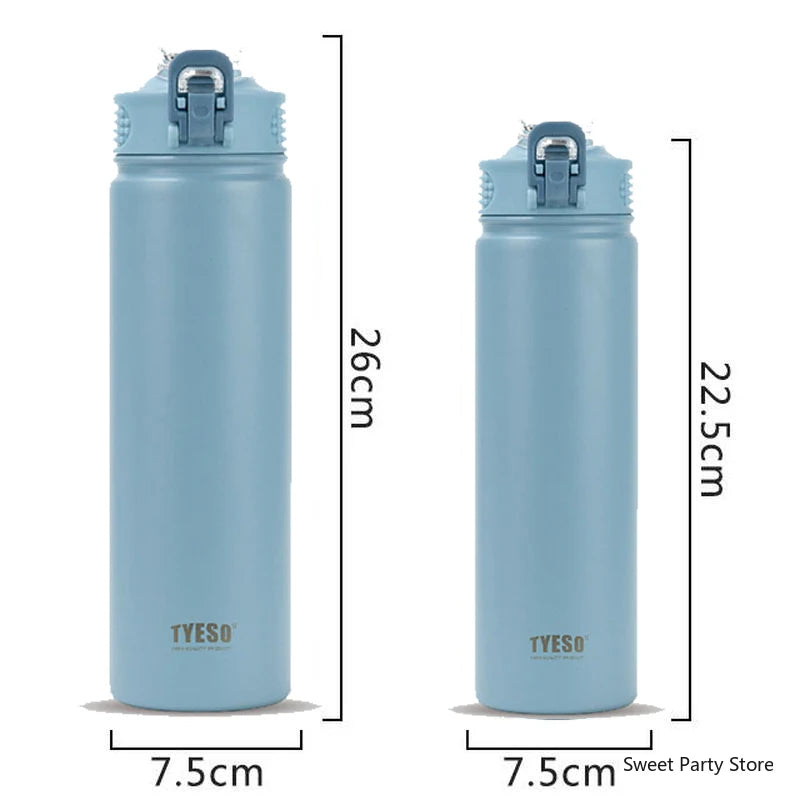 600/750ML Stainless Steel Vacuum Flask With Straw Sports Water Bottle Travel Insulated Cup Thermal Mug