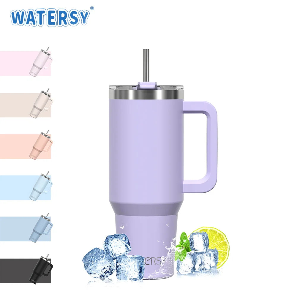 891/1182ml Insulated Mug With Handle And Straw Large Capacity 40oz Tumbler Stainless Steel Water Bottle Office Home