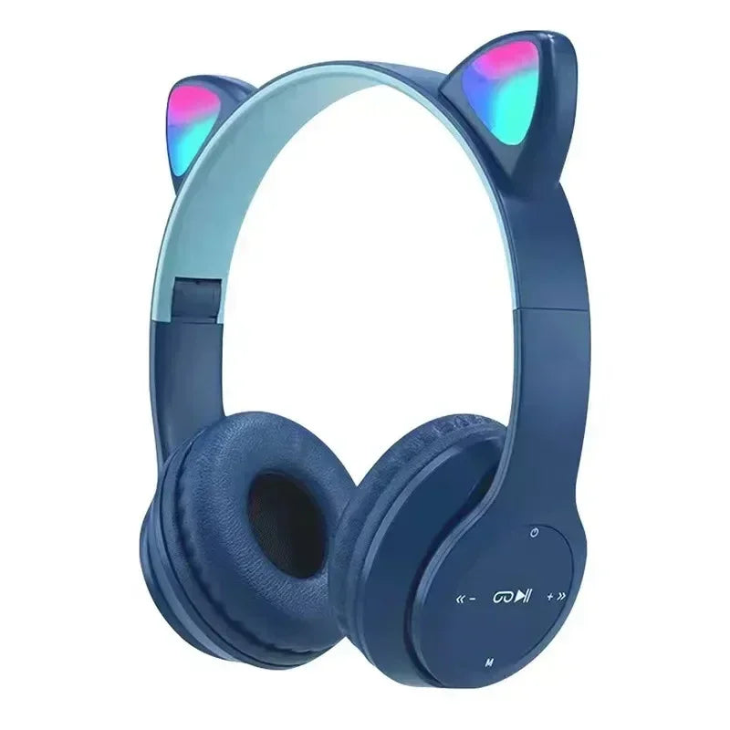 P47M Wireless Headphone Flash Light Cute Cat Ears Bluetooth Headset Gift