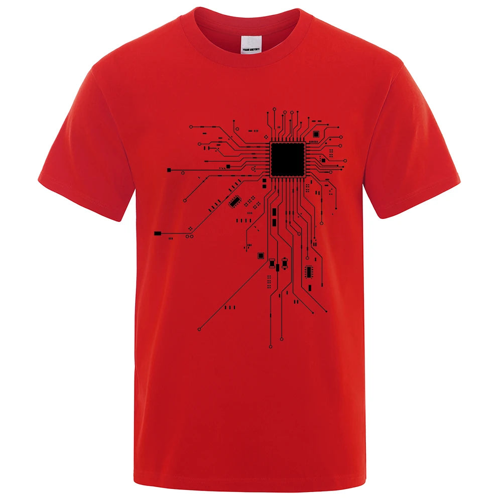 Men's CPU Processor Circuit Diagram T-Shirt – Summer Cotton Funny Graphic Tee