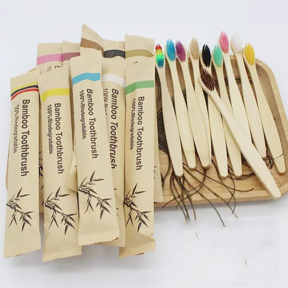 30/10/5 PCS bagged bamboo toothbrush, suitable for home, hotel and other use