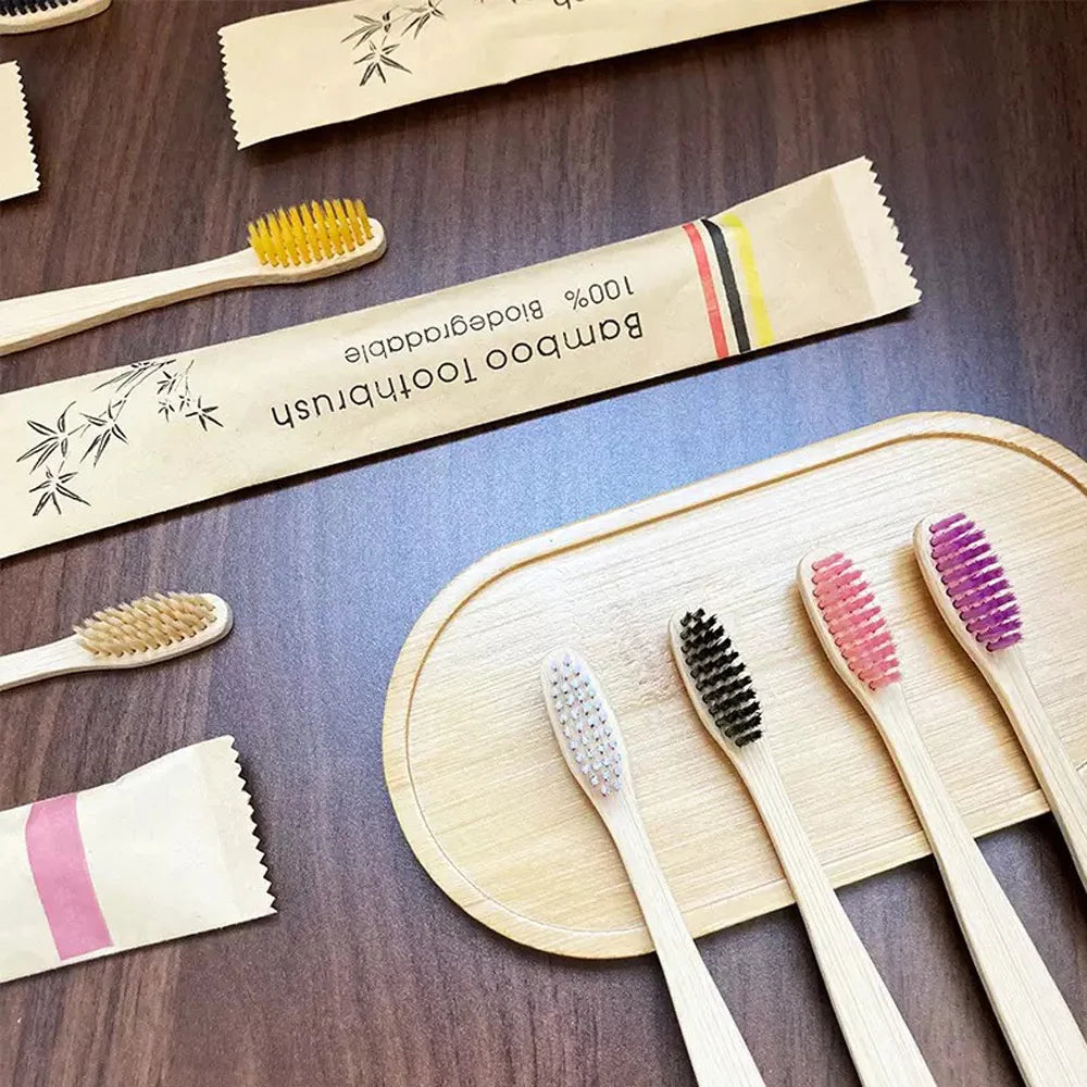 30/10/5 PCS bagged bamboo toothbrush, suitable for home, hotel and other use