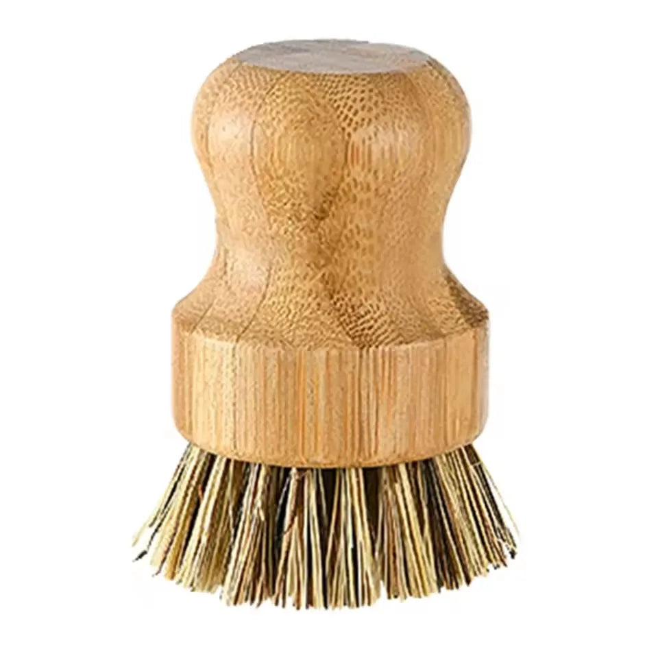 Bamboo Dish Scrub Brushes, Kitchen Wooden Cleaning Scrubbers for Washing , Natural Sisal Bristles