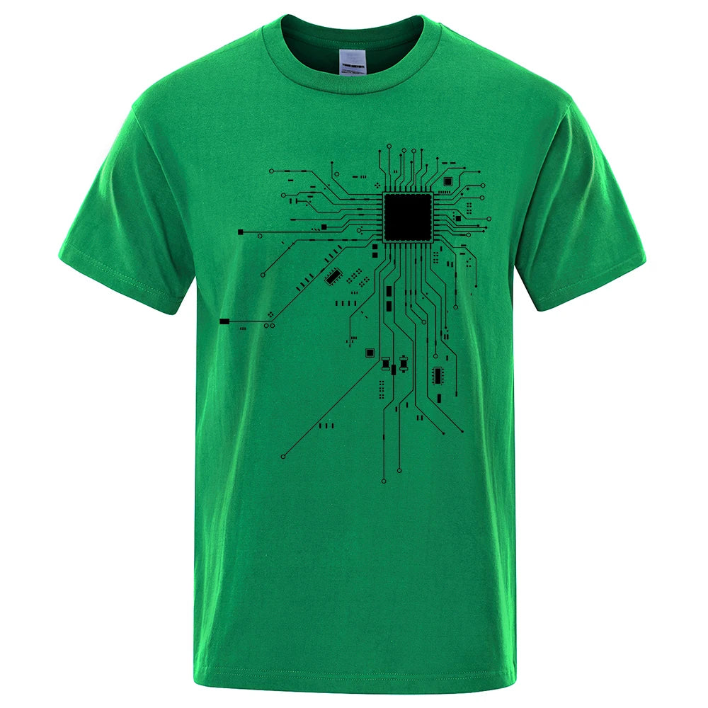 Men's CPU Processor Circuit Diagram T-Shirt – Summer Cotton Funny Graphic Tee