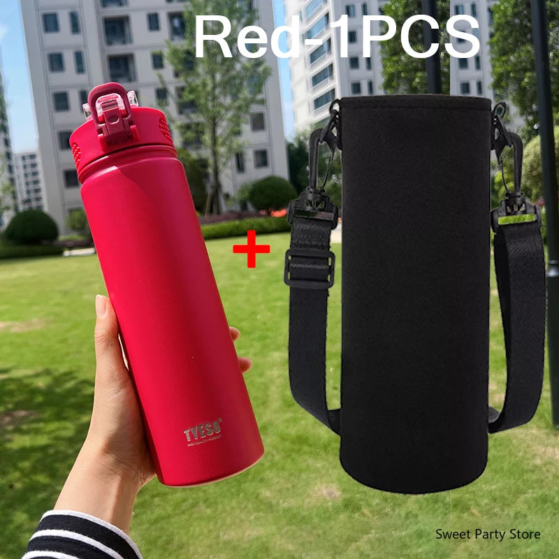 600/750ML Stainless Steel Vacuum Flask With Straw Sports Water Bottle Travel Insulated Cup Thermal Mug