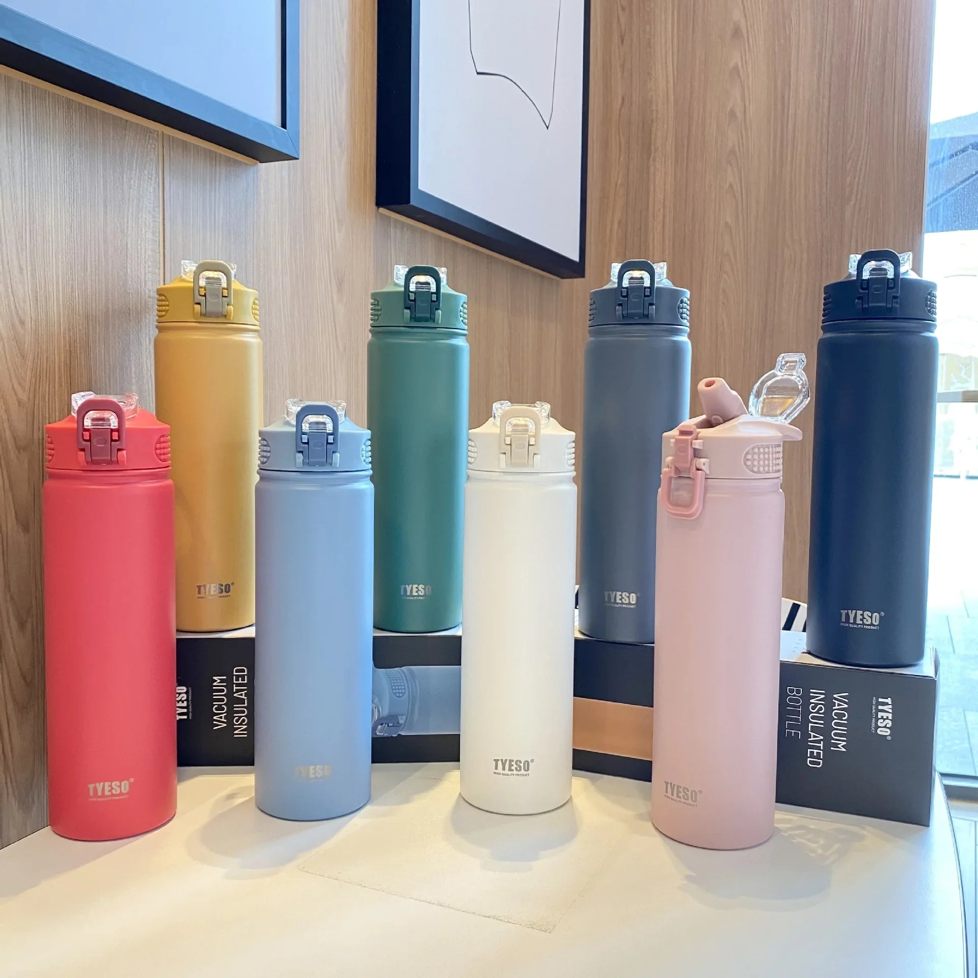 600/750ML Thermos Bottle With Straw Stainless Steel Car Thermal Cup Sports Water Bottles Keeps Cold and Heat Thermal Mug